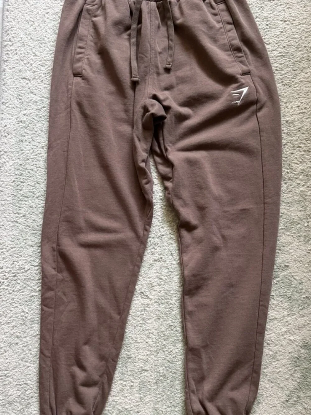Gymshark Women Activewear Pants S Brown Sweatpants Fleece Logo 30